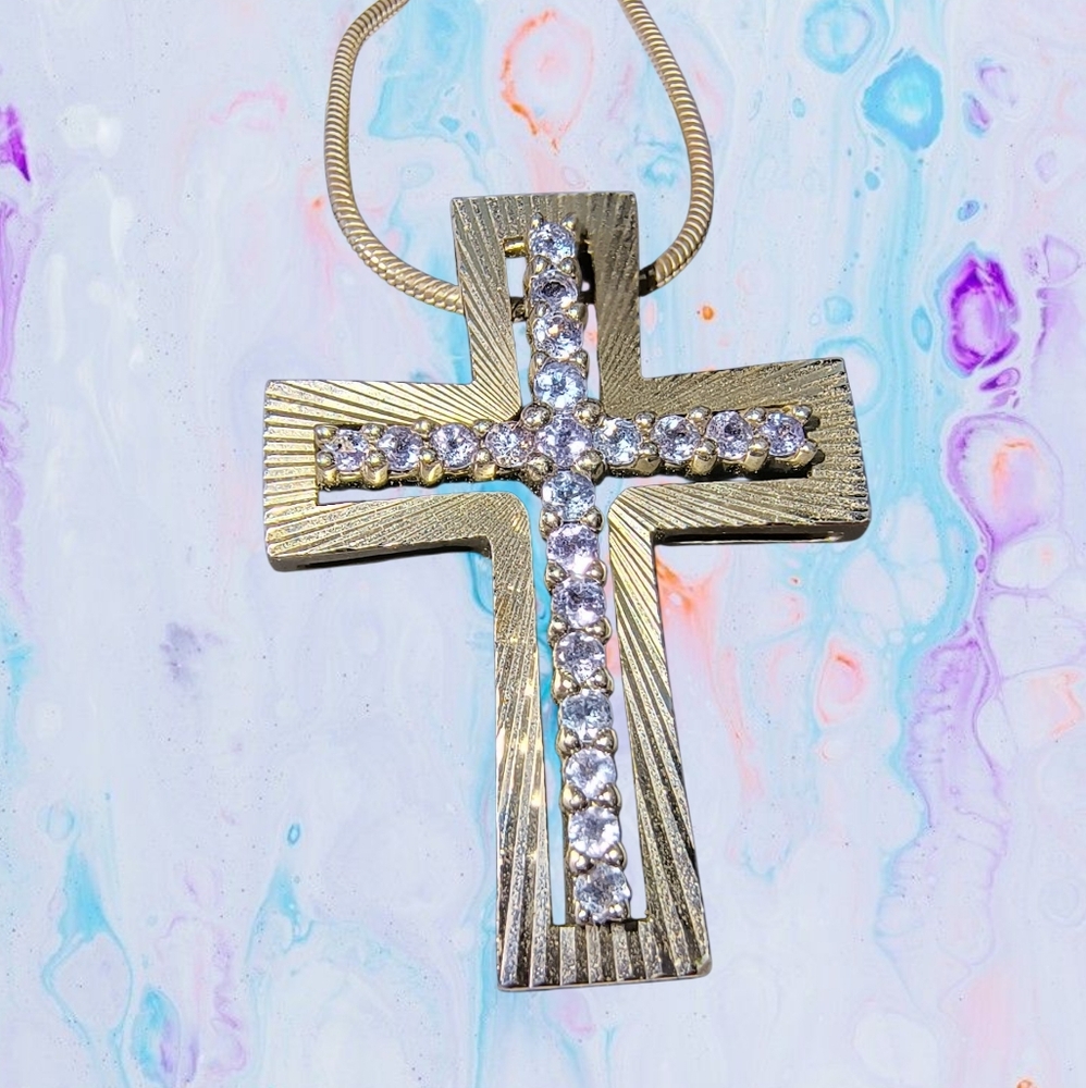 Modern Sterling Silver Amethyst Cross Pendant Necklace on Italian Snake Chain